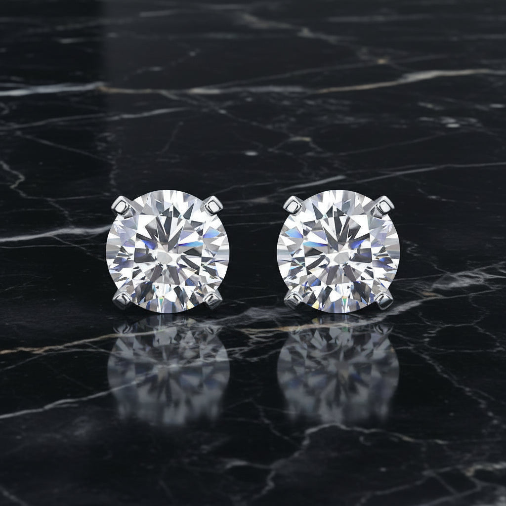 1 Carat Moissanite Stud Earrings – S925 Sterling Silver