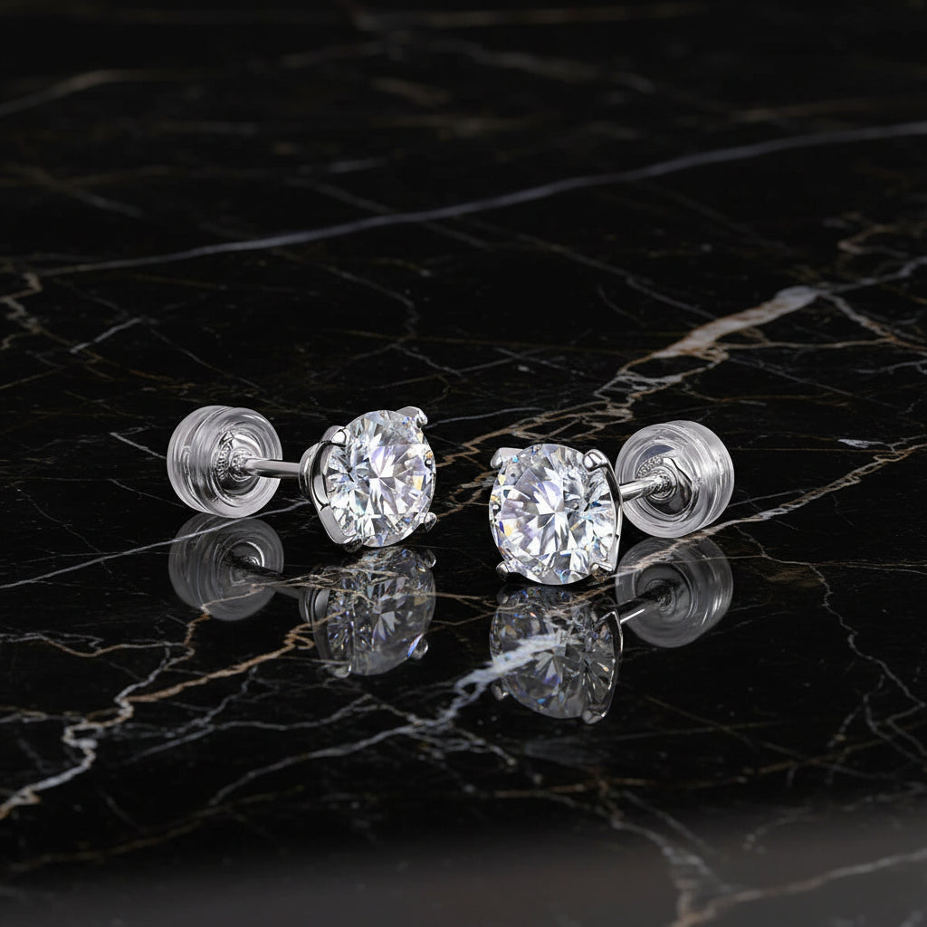 1 Carat Moissanite Stud Earrings – S925 Sterling Silver