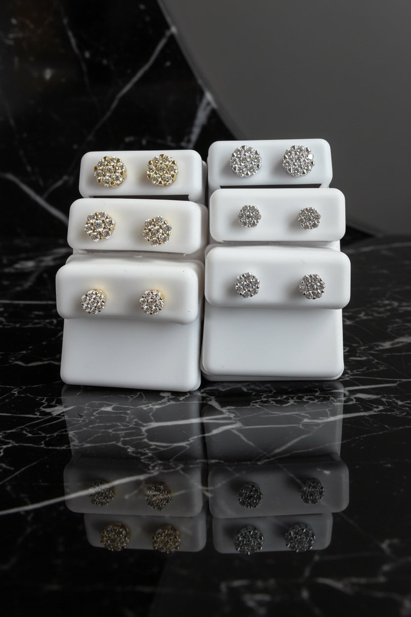 Silver & Moissanite flowers 4 sizes, 4 colors