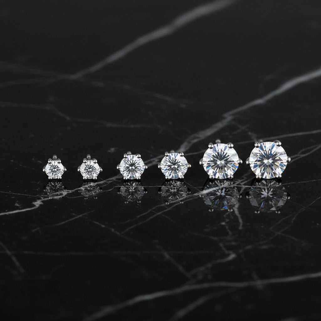 S925 Moissanite Classic 6-Prong Stud Earrings For Men Women Gift, 0.2-2ct D-Grade VVS Certificated Moissanite Sterling Silver Studs