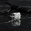 Men's Moissanite Statement Ring | White Gold-Plated Designer Band