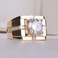 Men's Sier Business Imitation Moissanite Inlaid White Rings