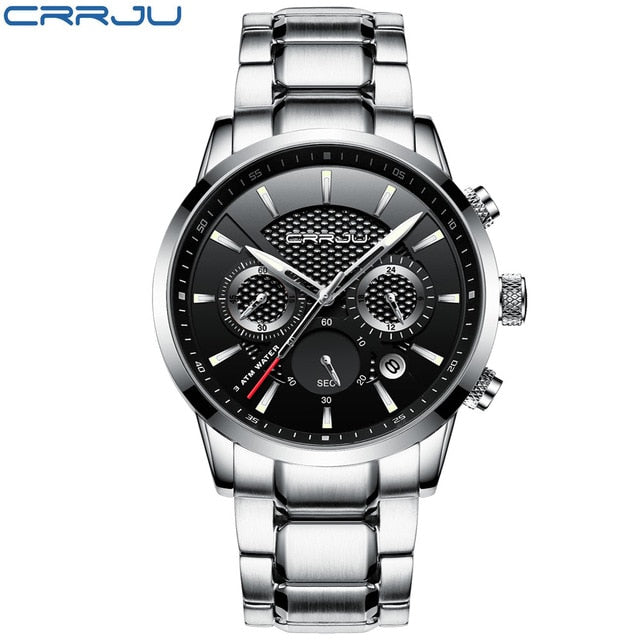 CRRJU Men Watch 30m Waterproof Mens Watches Top Brand Luxury Steel Watch Chronograph Male Clock Saat relojes hombre eprolo