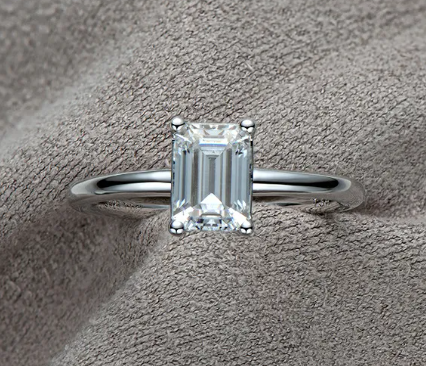 Moissanite Rectangular Sterling Silver Ring