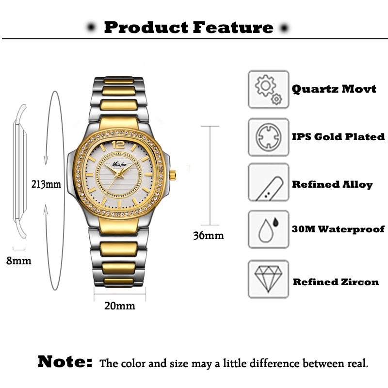 Missfox 2549 Women Watches Women Fashion Watch Geneva Designer Ladies Watch Luxury Brand Diamond Quartz Gold Wrist Watch Gifts For Women eprolo
