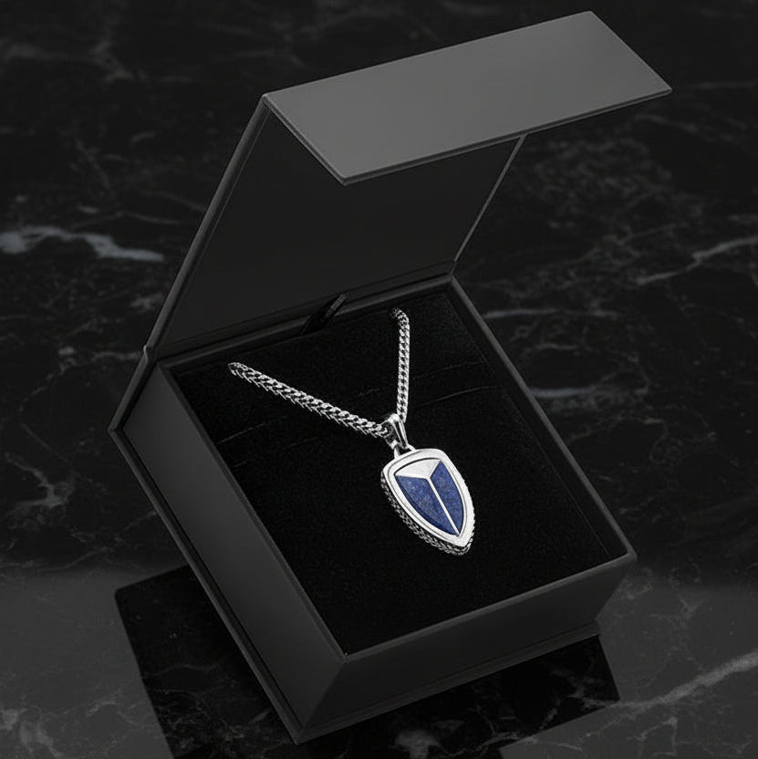 Lapis Lazuli Shield Pendant Necklace