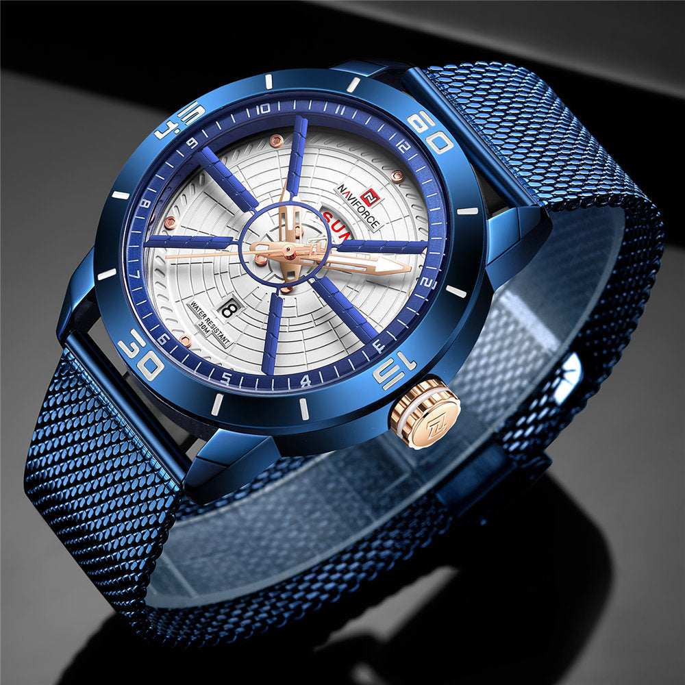 NAVIFORCE Mens Watches Top Brand Luxury Sport Watch Mesh Steel Date Week Waterproof Quartz Watch for Men Clock Relogio Masculino eprolo