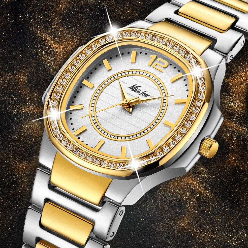 Missfox 2549 Women Watches Women Fashion Watch Geneva Designer Ladies Watch Luxury Brand Diamond Quartz Gold Wrist Watch Gifts For Women eprolo