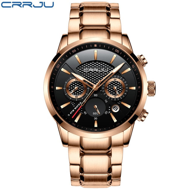 CRRJU Men Watch 30m Waterproof Mens Watches Top Brand Luxury Steel Watch Chronograph Male Clock Saat relojes hombre eprolo