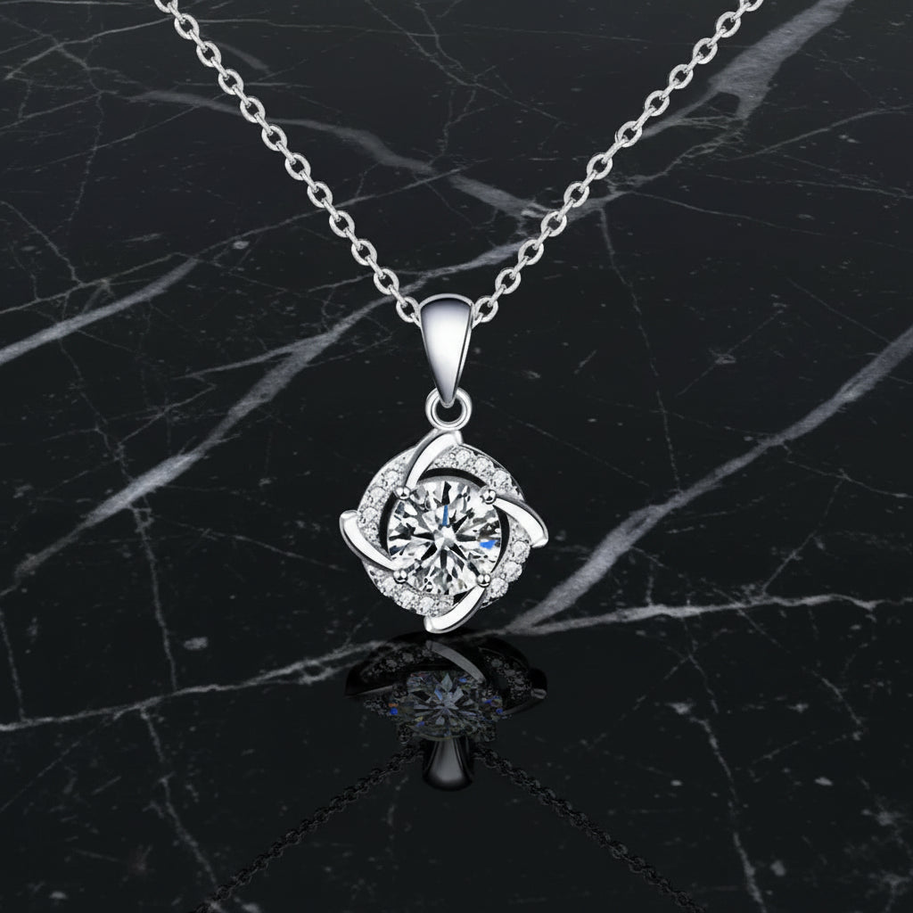 925 silver moissanite necklace Silver Destiny Moissanite Pendant