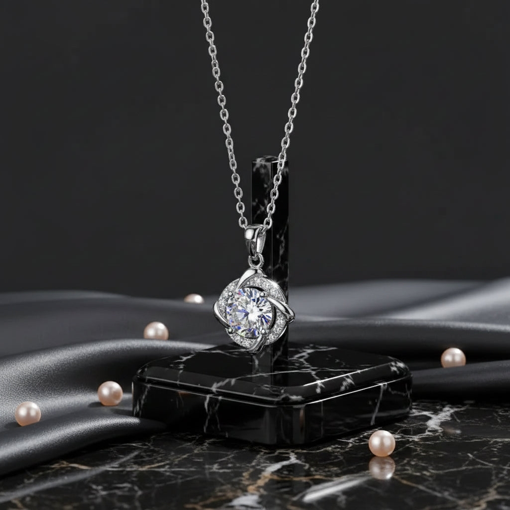 925 silver moissanite necklace Silver Destiny Moissanite Pendant