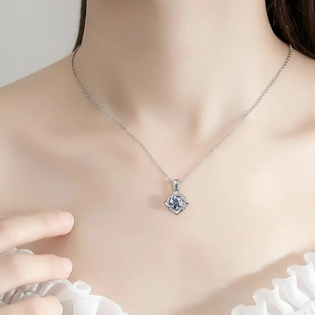 925 silver moissanite necklace Silver Destiny Moissanite Pendant