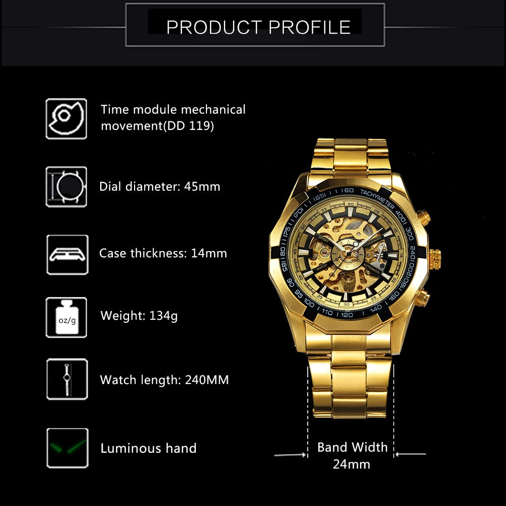 Winner Watch Men Skeleton Automatic Mechanical Watch Gold Skeleton Vintage Man Watch Mens FORSINING Watch Top Brand Luxury eprolo