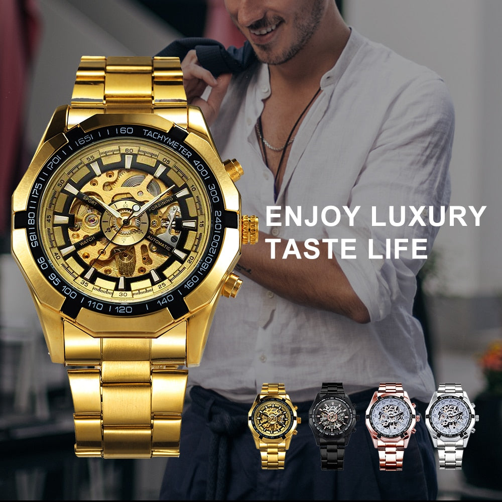 Winner Watch Men Skeleton Automatic Mechanical Watch Gold Skeleton Vintage Man Watch Mens FORSINING Watch Top Brand Luxury eprolo