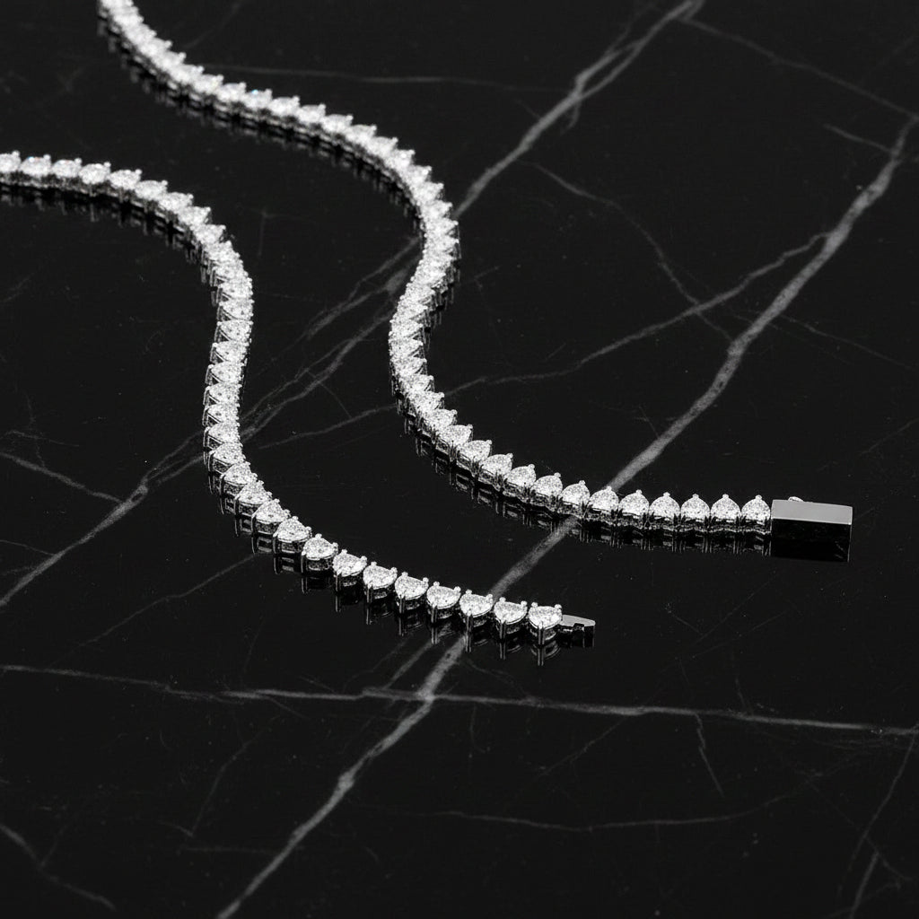 C102W B.Tiff Heart Tennis Necklace/ 4mm