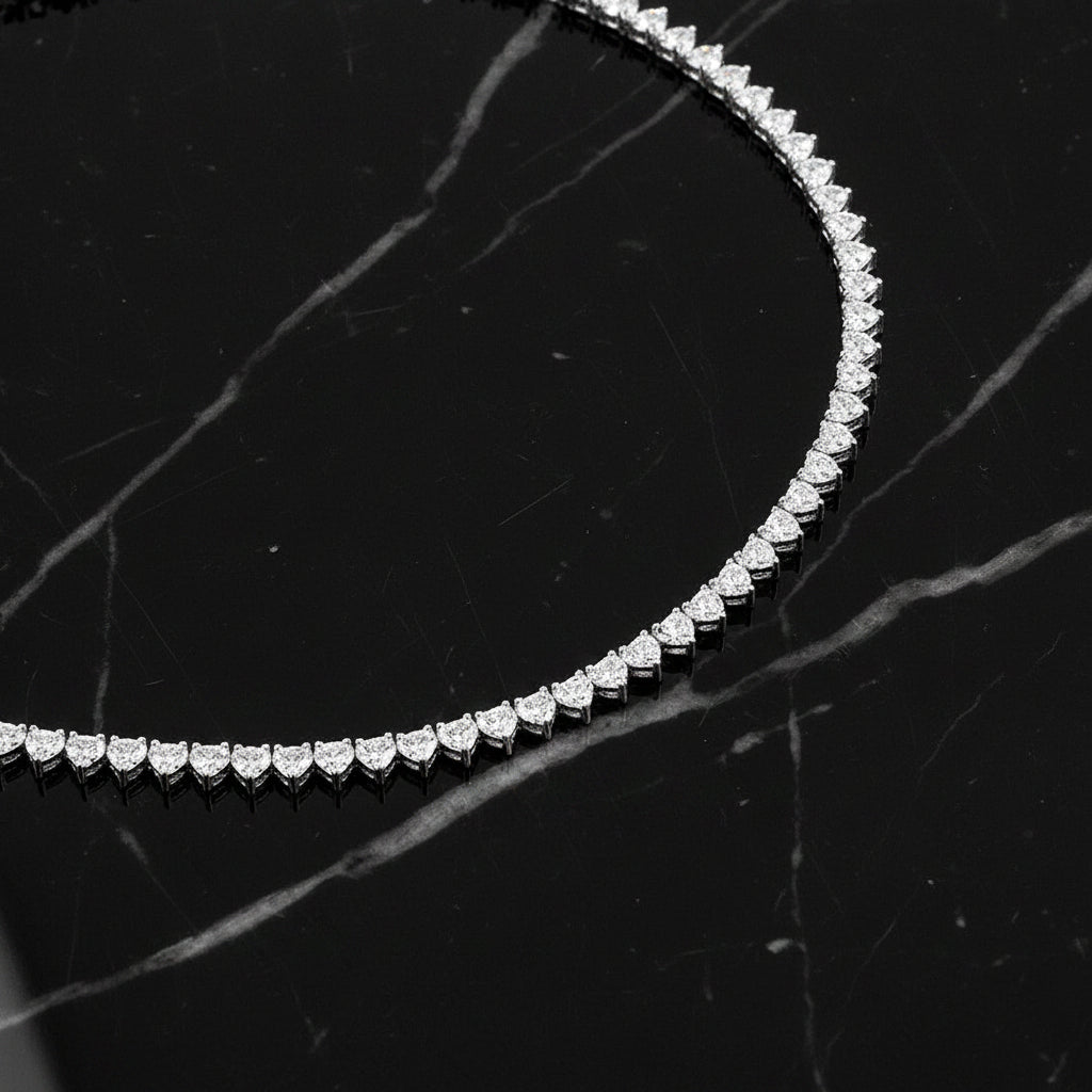 C102W B.Tiff Heart Tennis Necklace/ 4mm