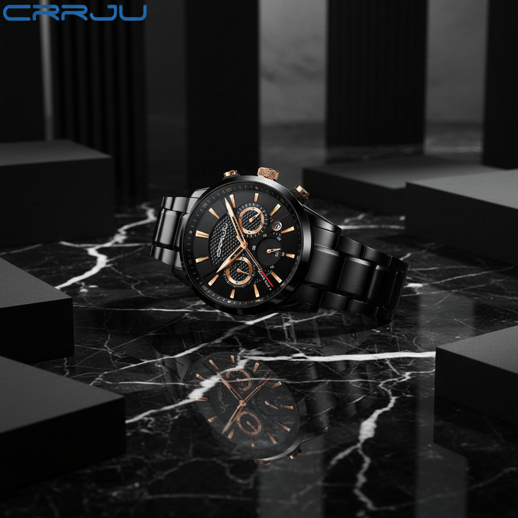 CRRJU Men Watch 30m Waterproof Mens Watches Top Brand Luxury Steel Watch Chronograph Male Clock Saat relojes hombre eprolo