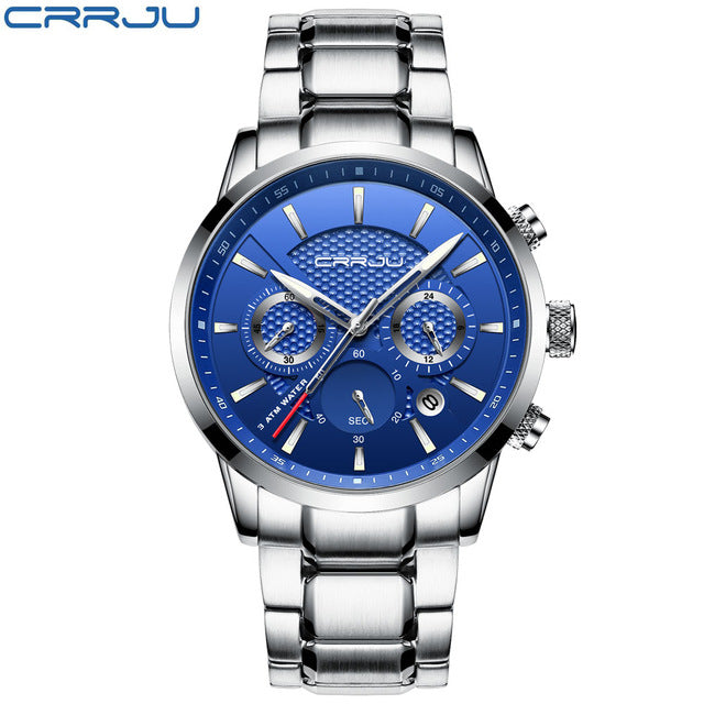 CRRJU Men Watch 30m Waterproof Mens Watches Top Brand Luxury Steel Watch Chronograph Male Clock Saat relojes hombre eprolo