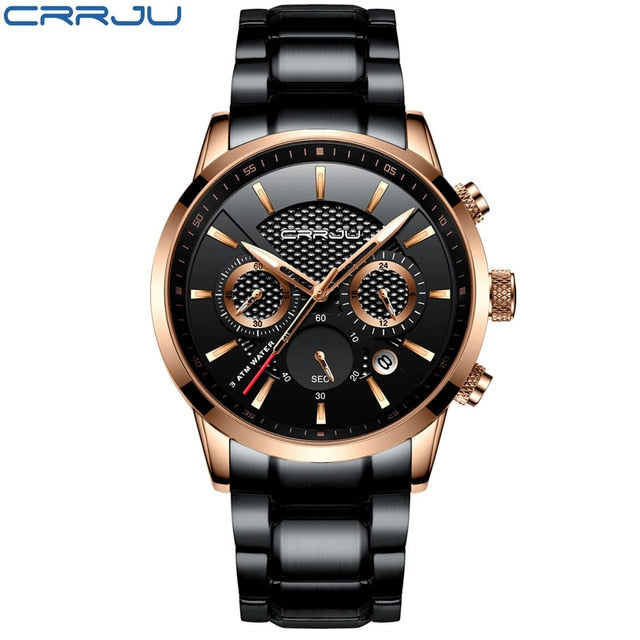 CRRJU Men Watch 30m Waterproof Mens Watches Top Brand Luxury Steel Watch Chronograph Male Clock Saat relojes hombre eprolo