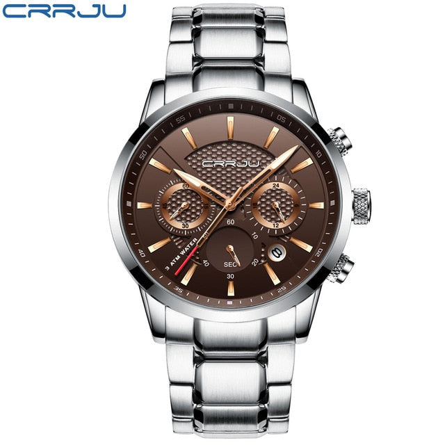 CRRJU Men Watch 30m Waterproof Mens Watches Top Brand Luxury Steel Watch Chronograph Male Clock Saat relojes hombre eprolo