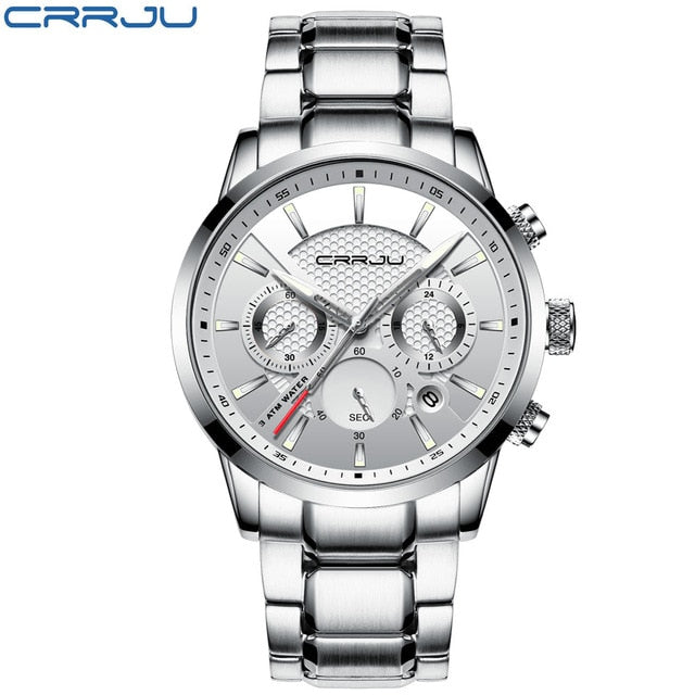 CRRJU Men Watch 30m Waterproof Mens Watches Top Brand Luxury Steel Watch Chronograph Male Clock Saat relojes hombre eprolo