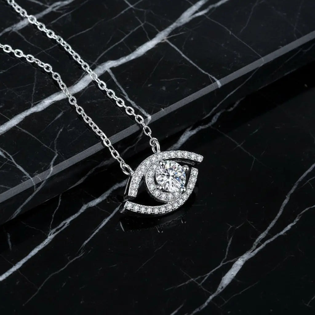 Moissanite Evil Eye Pendant Necklace -0.5 ct Order Israel