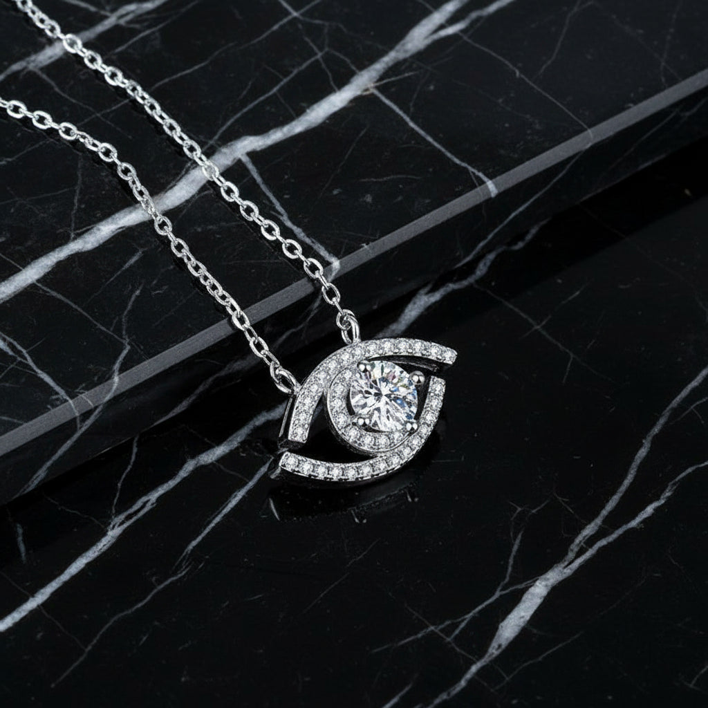 Moissanite Evil Eye Pendant Necklace -0.5 ct