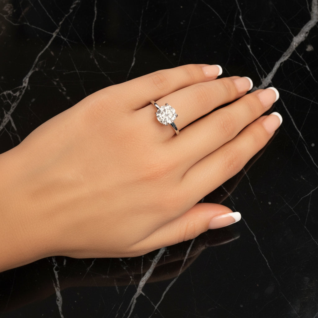Paved Halo Solitaire Moissanite Ring