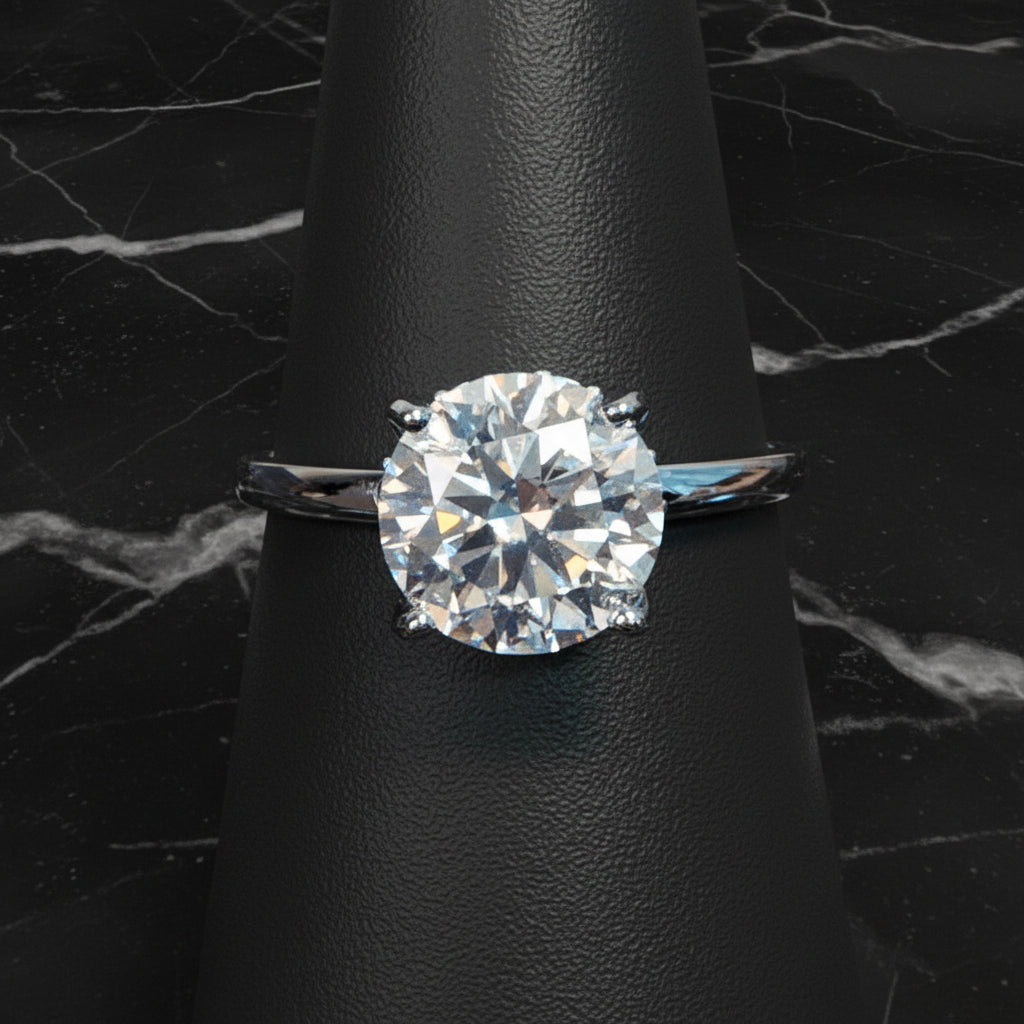 Paved Halo Solitaire Moissanite Ring