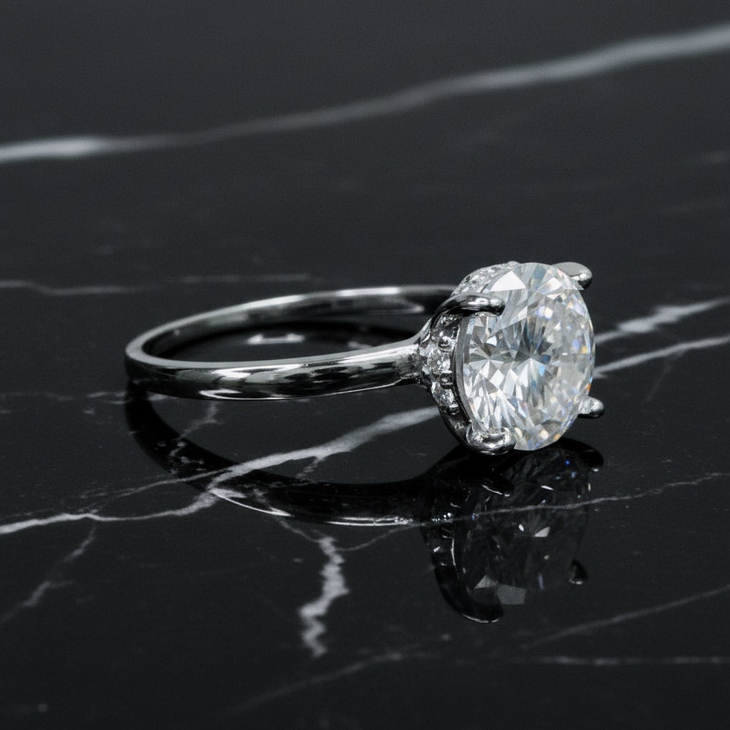 Paved Halo Solitaire Moissanite Ring