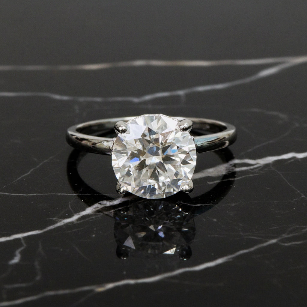 Paved Halo Solitaire Moissanite Ring