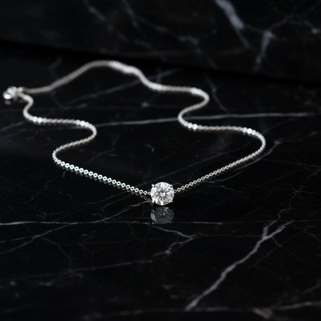 Brilliant Sparkle Floating Moissanite Necklace | Gold-Plated Sterling Silver