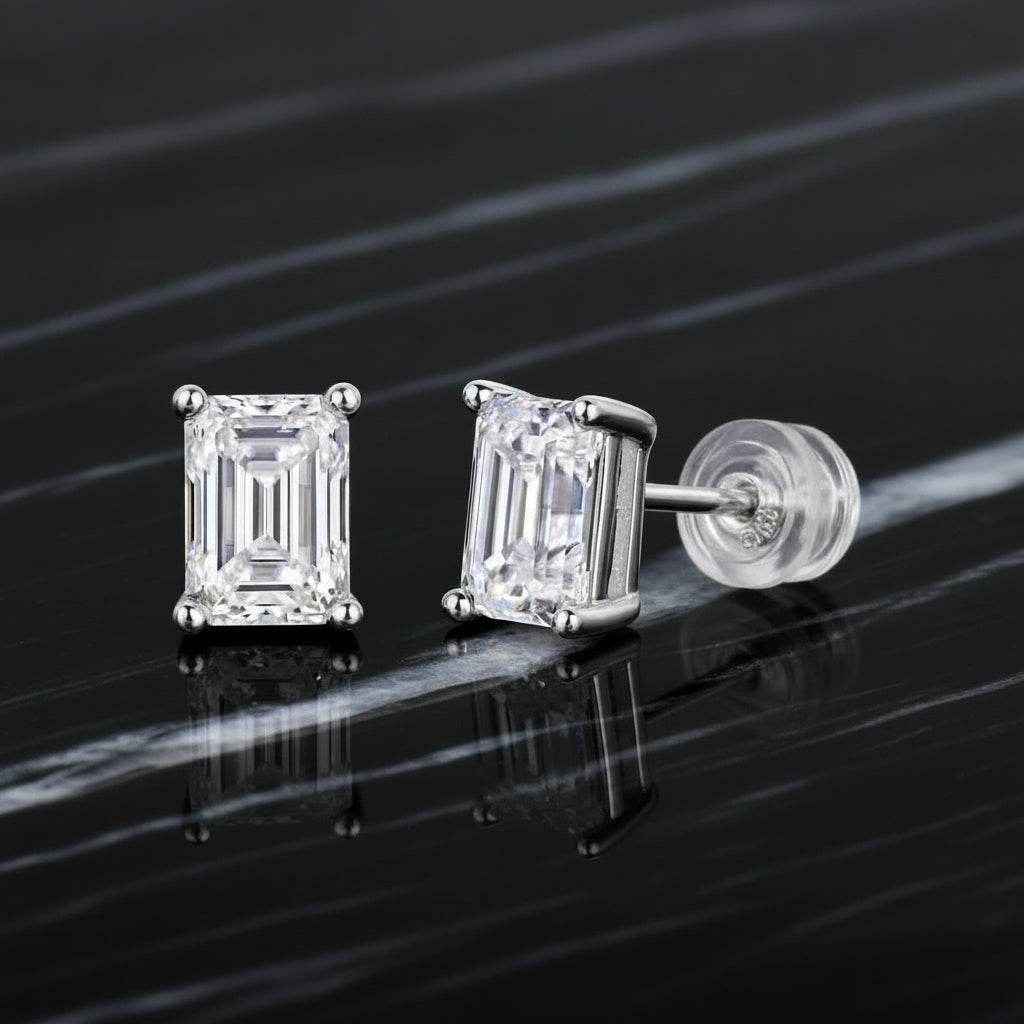 Moissanite diamond stud earrings Studs Set With Mosan Diamond Silver