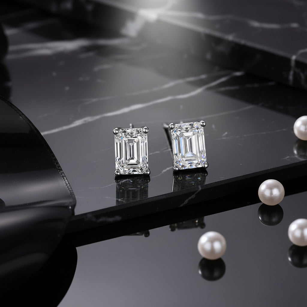 Moissanite diamond stud earrings Studs Set With Mosan Diamond Silver