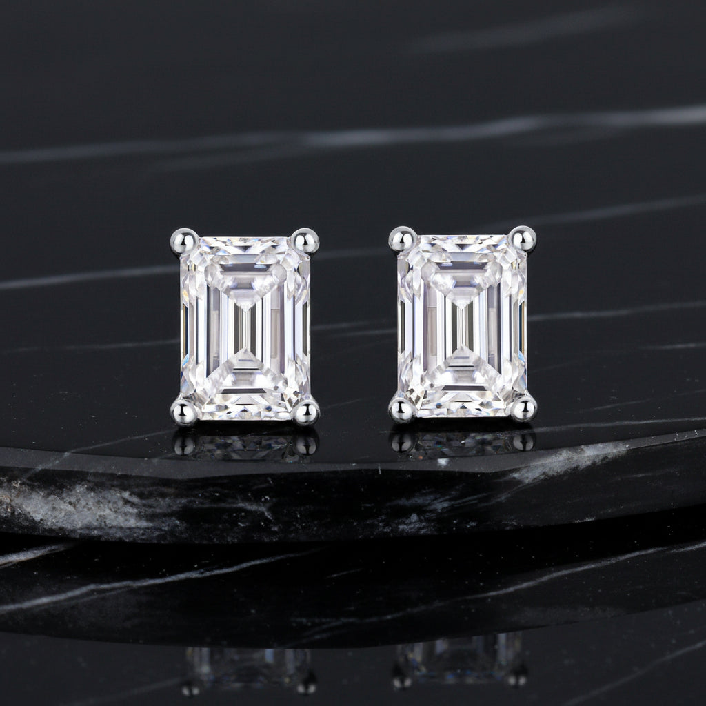 Moissanite diamond stud earrings Studs Set With Mosan Diamond Silver