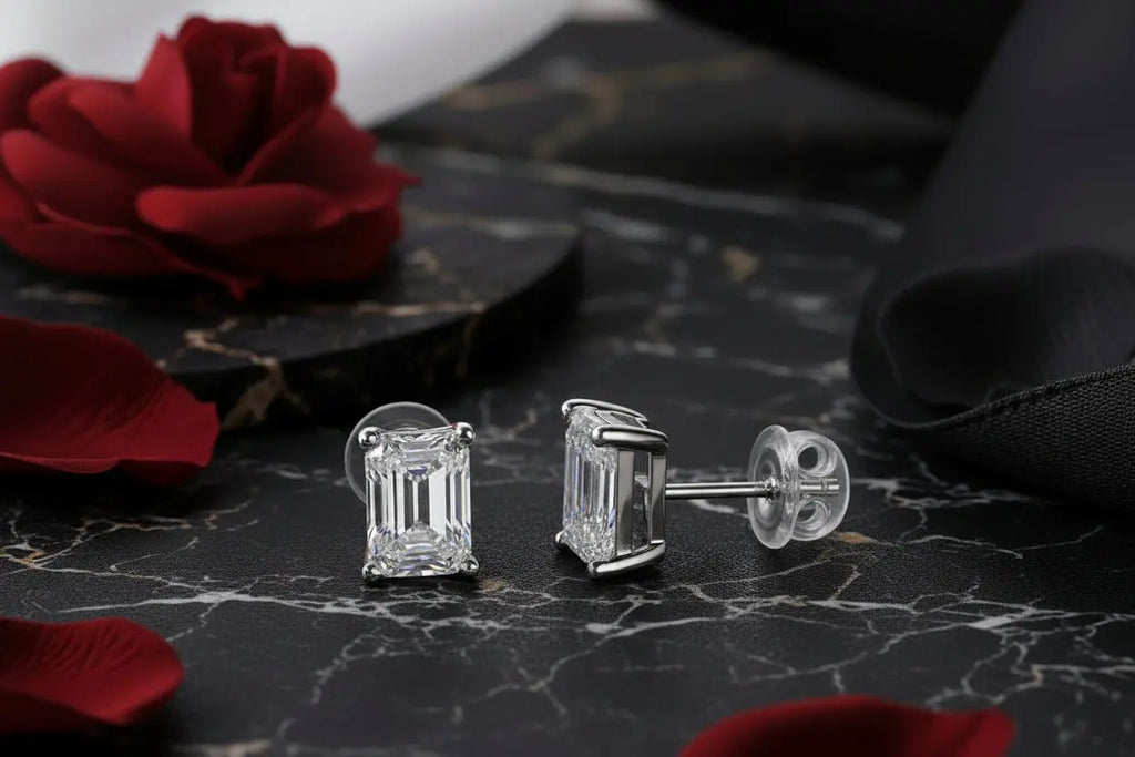 Moissanite diamond stud earrings Studs Set With Mosan Diamond Silver Hadi Craft- CJ