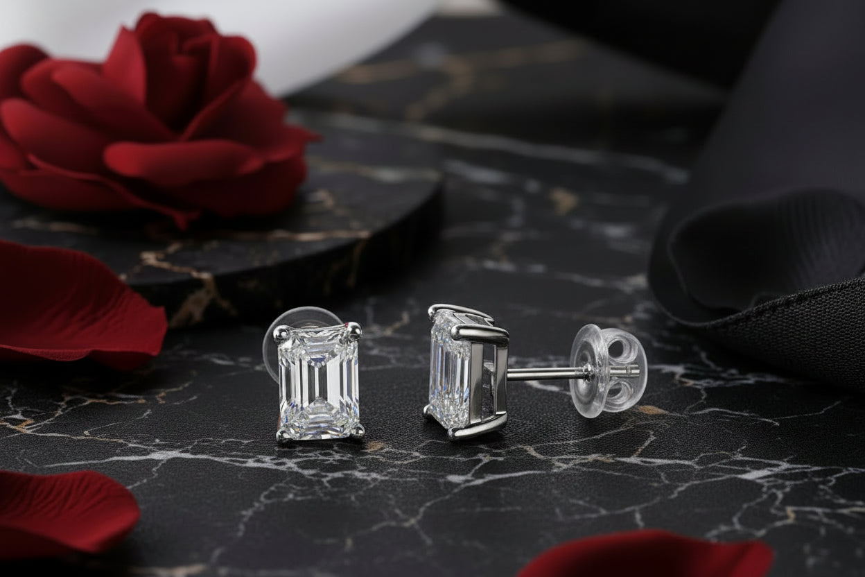 Moissanite diamond stud earrings Studs Set With Mosan Diamond Silver