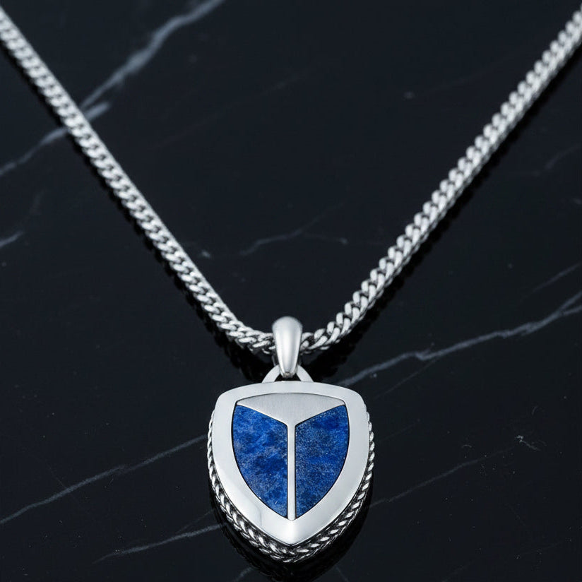 Lapis Lazuli Shield Pendant Necklace
