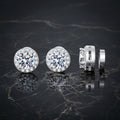 S925 Magnetic Moissanite / CZ Round Halo Stud Earrings for Men Women, 1ct 6.5mm Round Cut, Inlaid Magnetic Earrings Non-Piercing Clip On Stud Earring