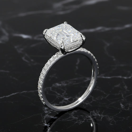 4 Carat Emerald Cut Moissanite Ring | VVS1 D Color S925 Sterling Silver