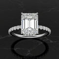 S925 Emerald Cut 4ct Moissanite Engagement Ring, 4 Carat VVS1 D-Color 3EX-Cut Moissanite Four-Prong Sterling Silver Ring