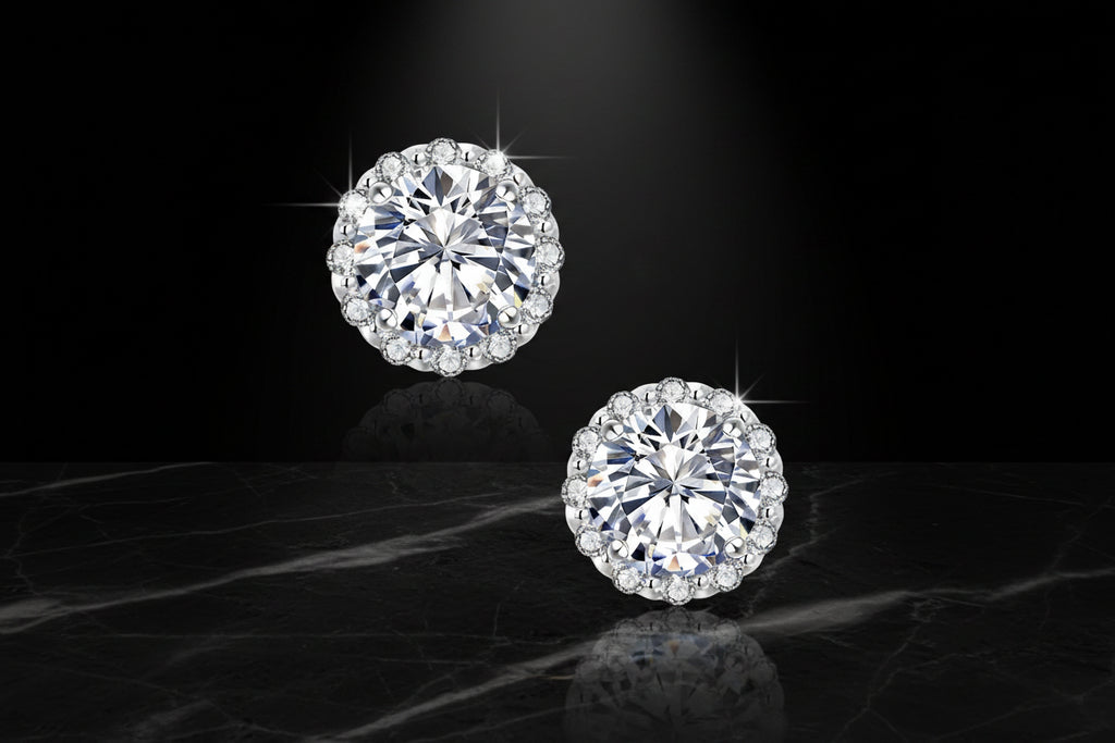 2 Carat Moissanite Diamond Stud Earrings – 925 Sterling Silver