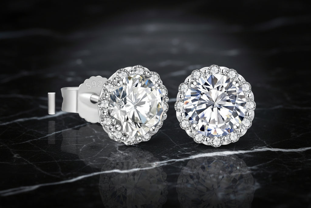 2 Carat Moissanite Diamond Stud Earrings – 925 Sterling Silver