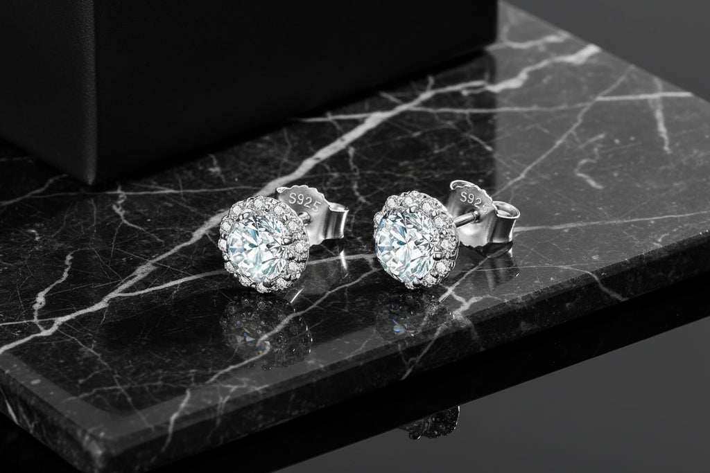 2 Carat Moissanite Diamond Stud Earrings – 925 Sterling Silver