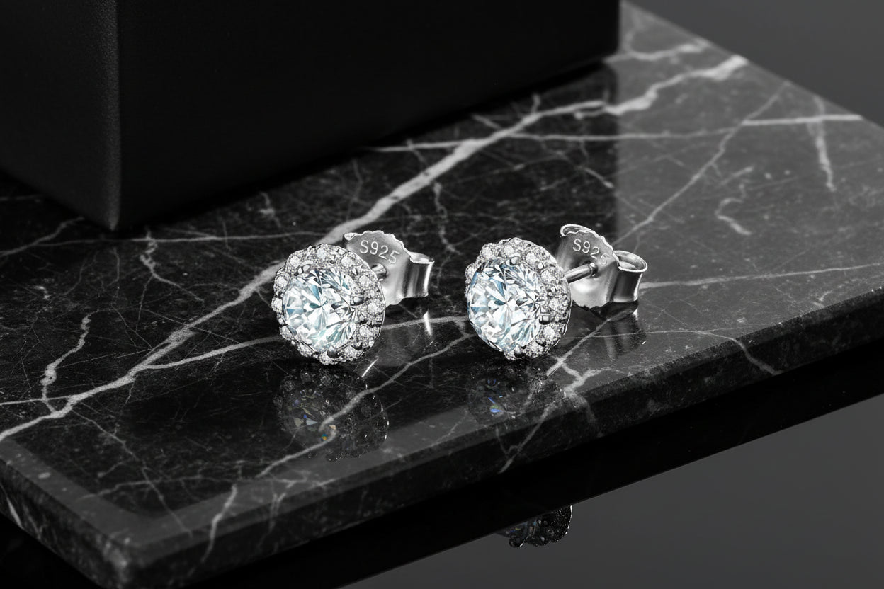 2 Carat Moissanite Diamond Stud Earrings – 925 Sterling Silver
