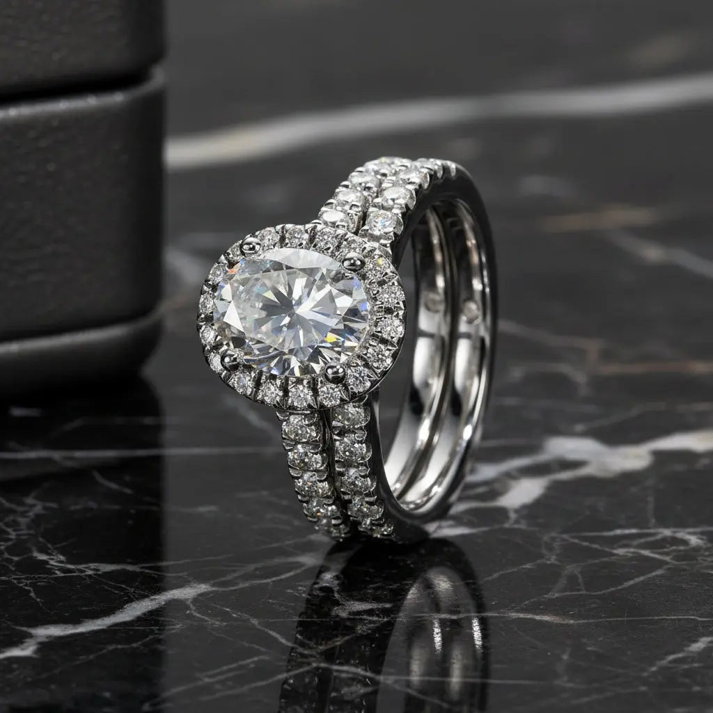 2 CT Oval Cut Moissanite Bridal Ring Set Sori Style