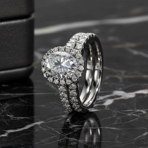 2 CT Oval Cut Moissanite Bridal Ring Set Sori Style
