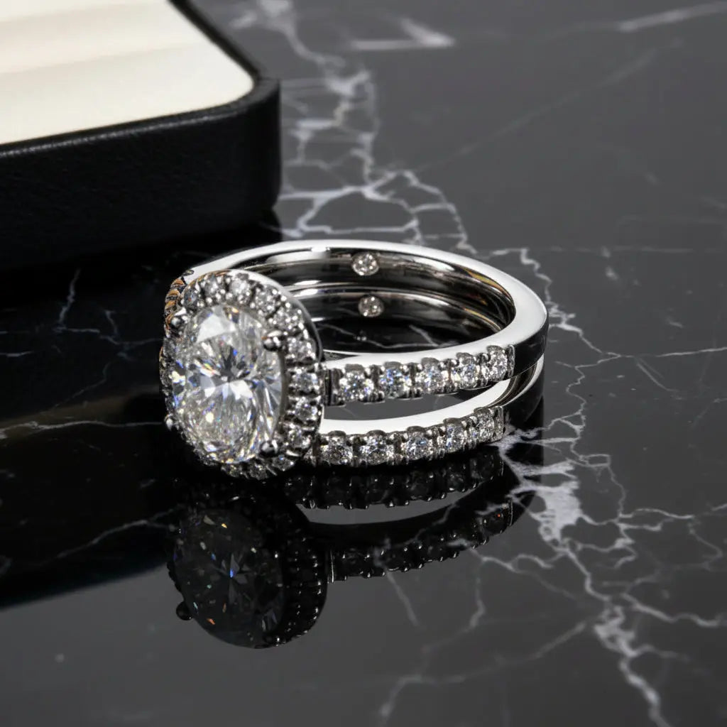 2 CT Oval Cut Moissanite Bridal Ring Set Sori Style