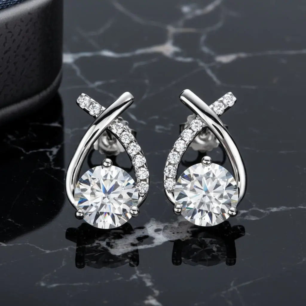 4 CTTW D Color Moissanite Stud Earrings Sori Style