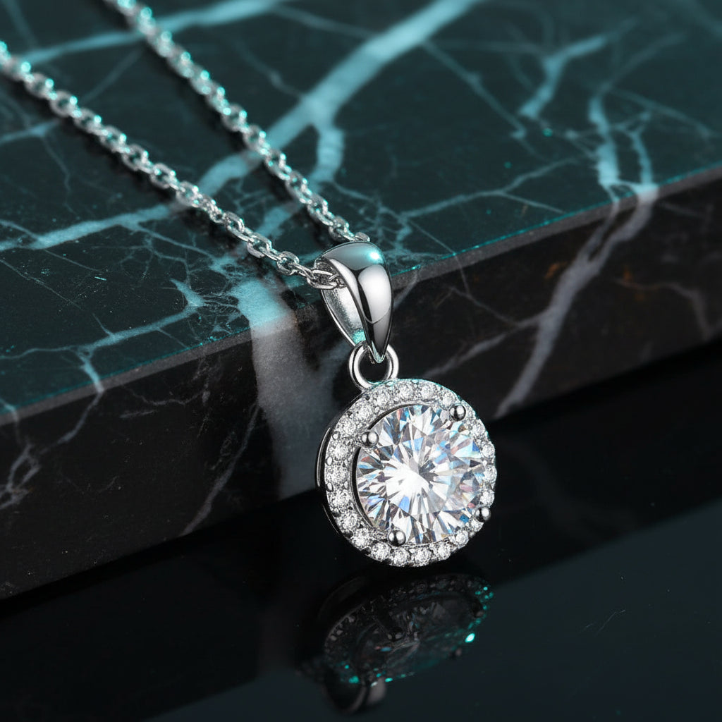 1CT Moissanite Diamond Pendant Necklace for Women